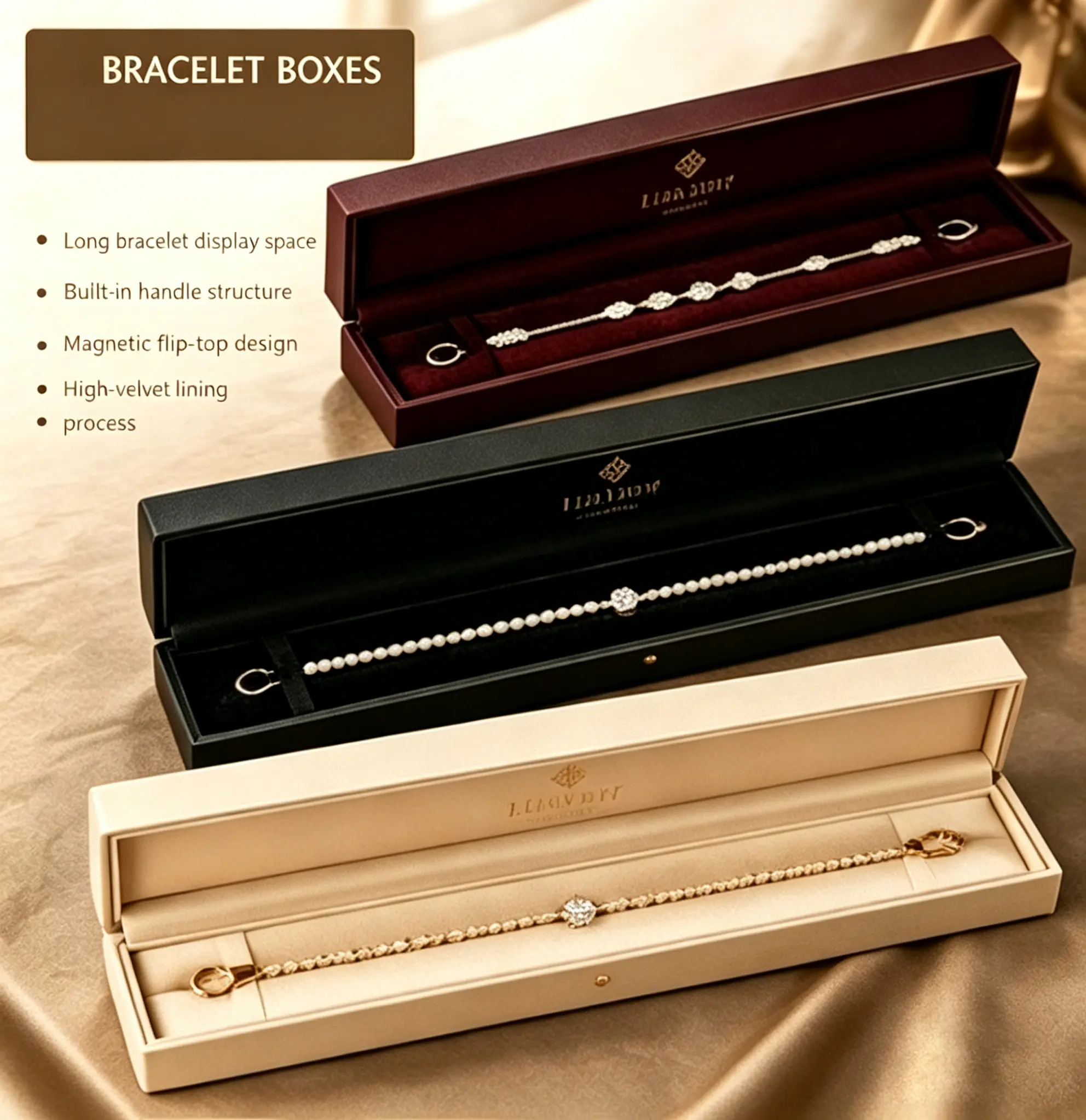 1-1 PU Leather Flip‑Top Bracelet Gift Box for Bangle Jewelry Packaging - Image 1
