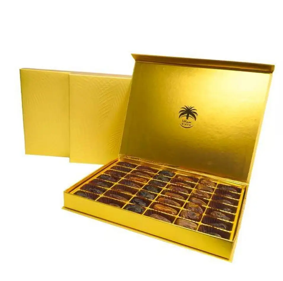 18 Golden Flip‑Top Rigid Gift Box With Divided Inserts For Dates, Ramadan Eid Food Packaging - Image 1