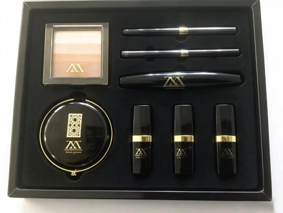 23 Black Rigid Cosmetic Gift Box With Flocked EVA Insert For Full Makeup Set Lipstick Powder Eyeshadow Packaging - Image 1