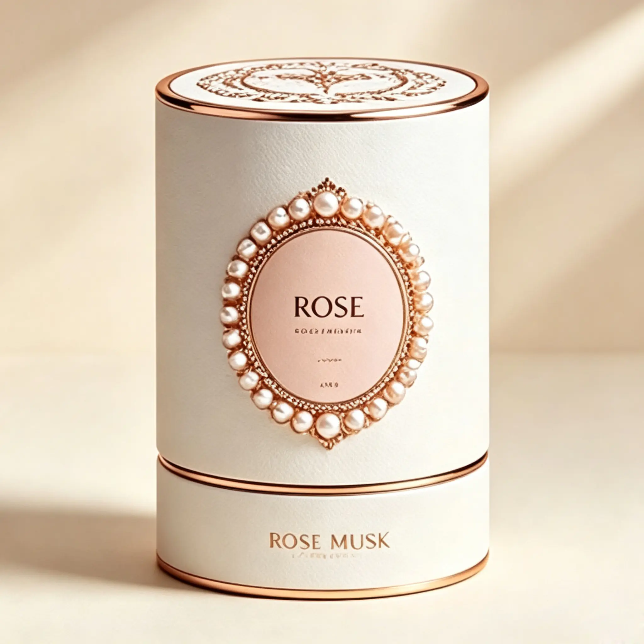 25 Cylindrical Luxury Perfume Gift Box With Pearl‑Decorated Label - Image 1