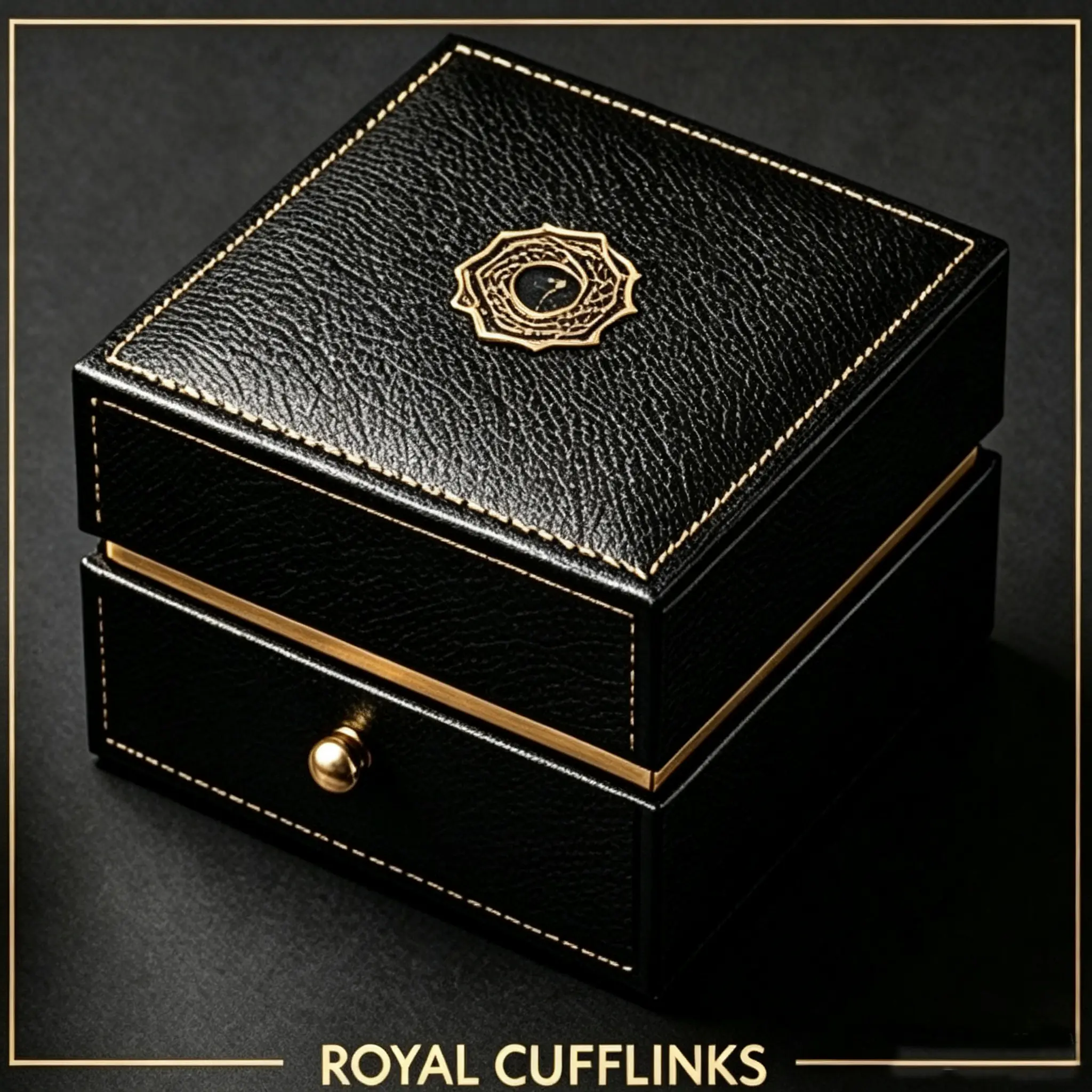30 Black Leather‑Texture Flip Rigid Box for Cufflinks & Men Accessories - Image 1