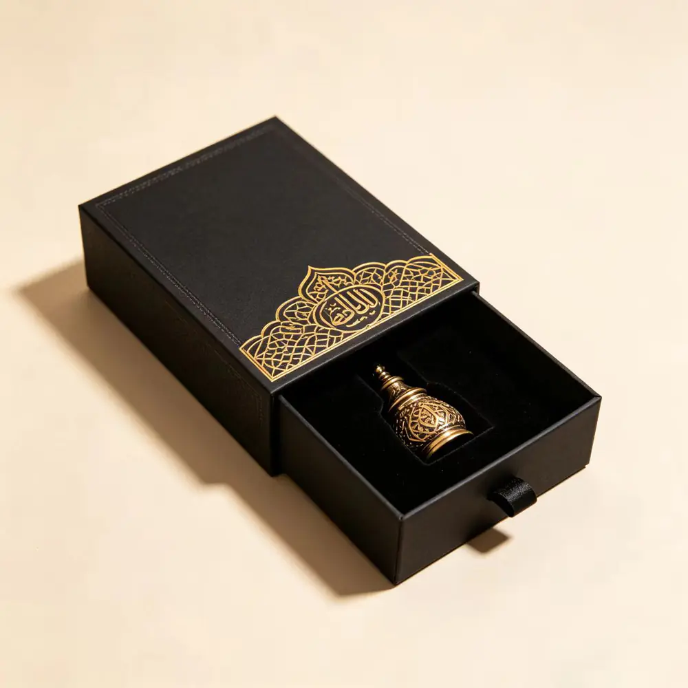 4 Black Drawer‑Style Ornate Perfume Bottle Box - Image 1