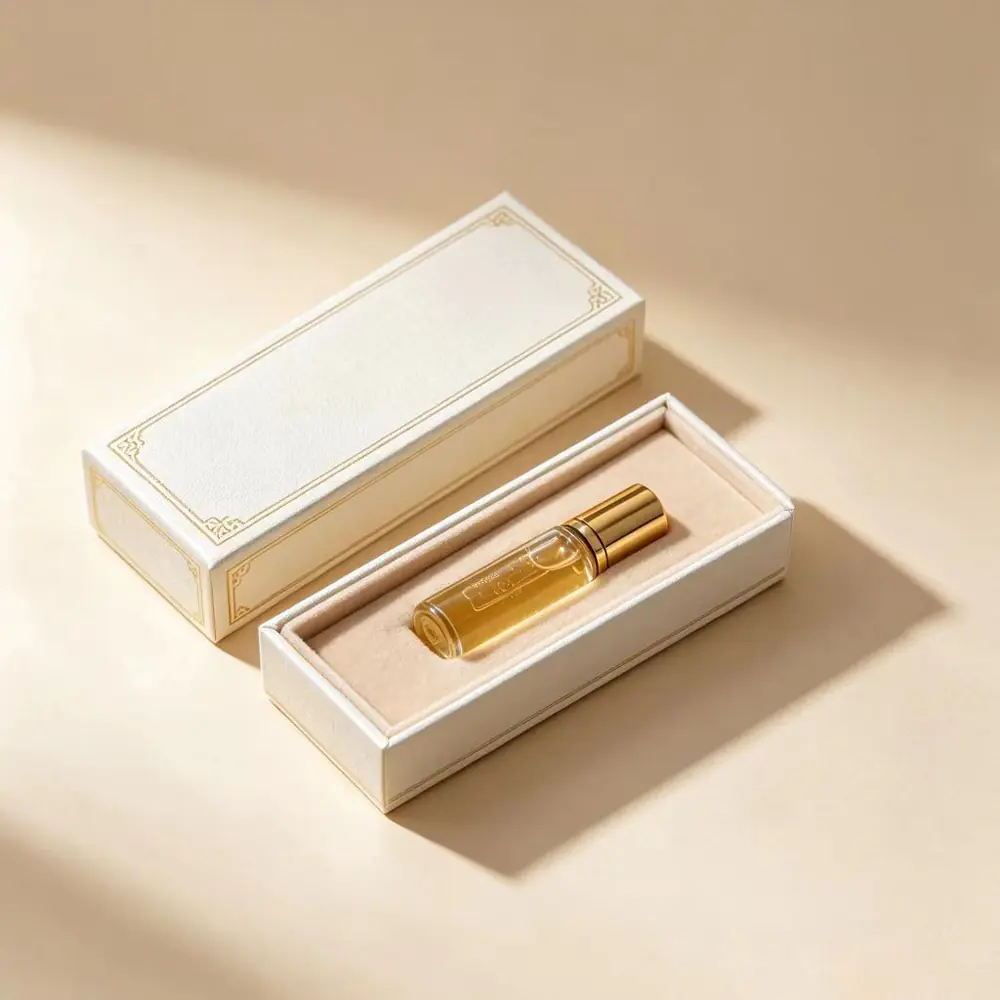 7 Cream Hinged Attar Roller Bottle Gift Box - Image 1