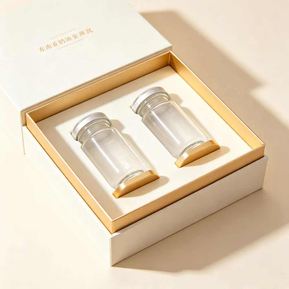 奶油金燕窝礼盒 (2) bird's nest & honey cream gold Luxury Rigid Gift Box - Image 1