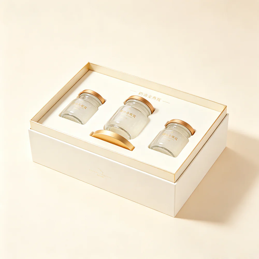 奶油金色燕窝高端硬礼盒 bird's nest & honey cream gold Luxury Rigid Gift Box - Image 1
