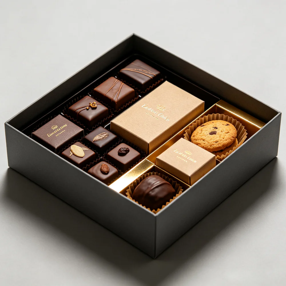 深灰巧克力点心硬礼盒 DATES & CHOCOLATE Packaging - Image 1