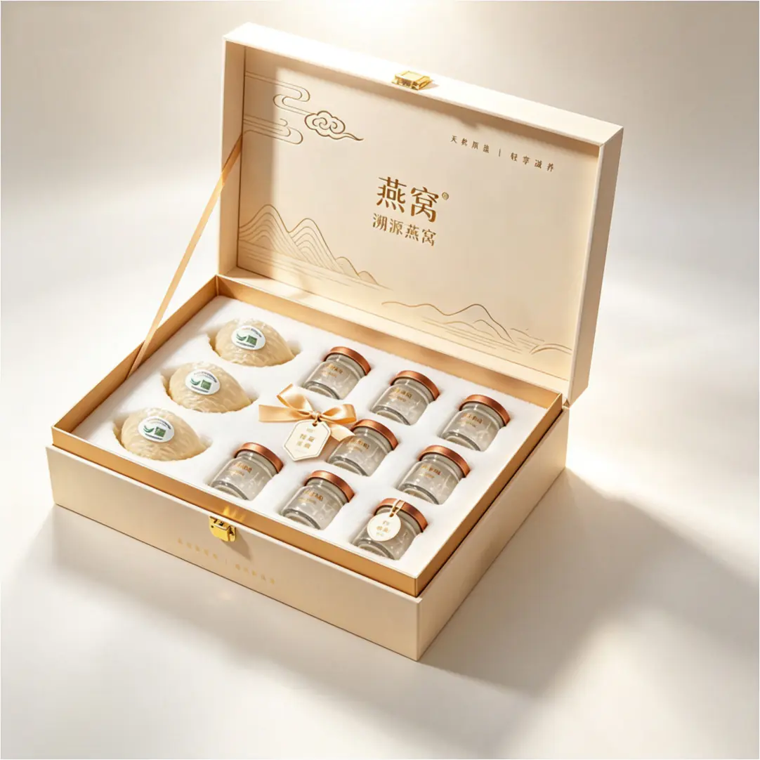 10 Flip Lid Bird's Nest Gift Box, Custom Rigid Box for Tonic Products - Image 1