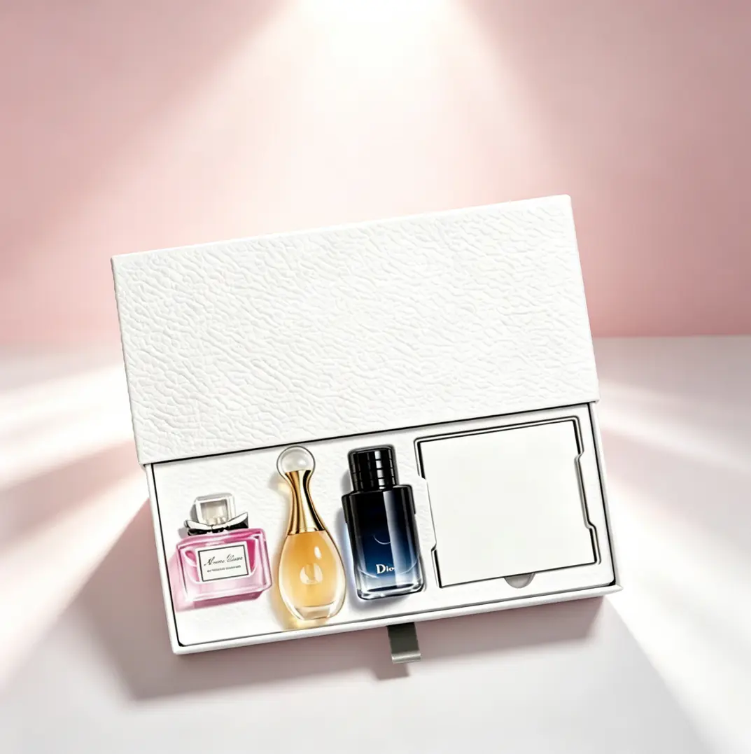 106 White Leather Texture Flip Perfume Gift Box for Mini Fragrance Set - Image 1