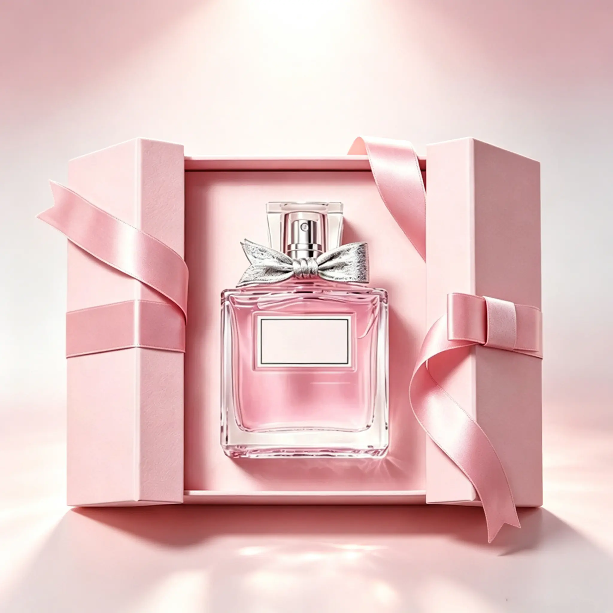 111 Pink Ribbon Double Door Magnetic Gift Box for Single Perfume Bottle - Image 1