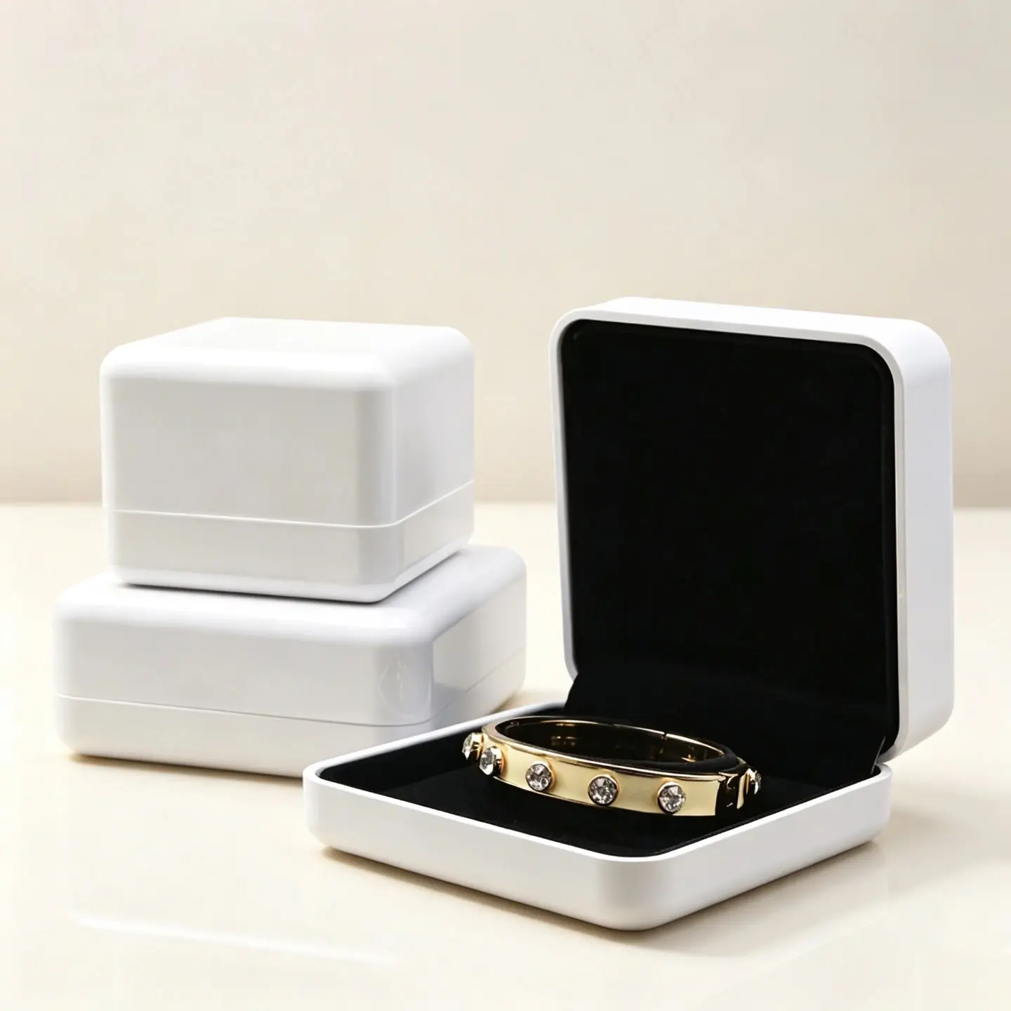 24 Glossy Rounded‑Corner Plastic Jewelry Box for Ring & Bangle - Image 1