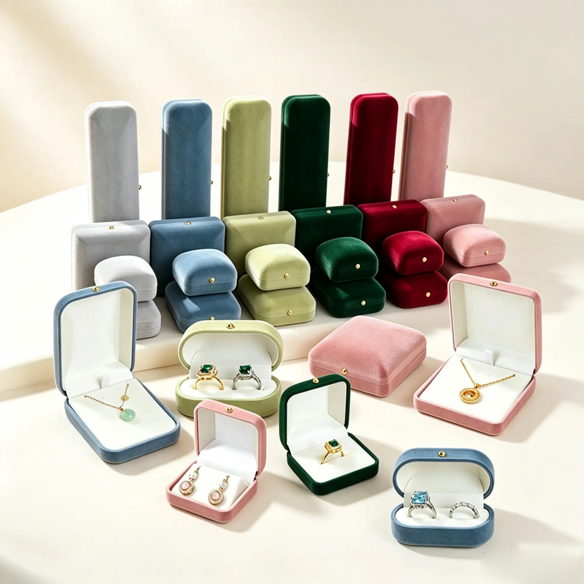 26 Luxury Matte Velvet Jewelry Box Set Multi‑Sizes for Ring Earring Pendant Bangle - Image 1