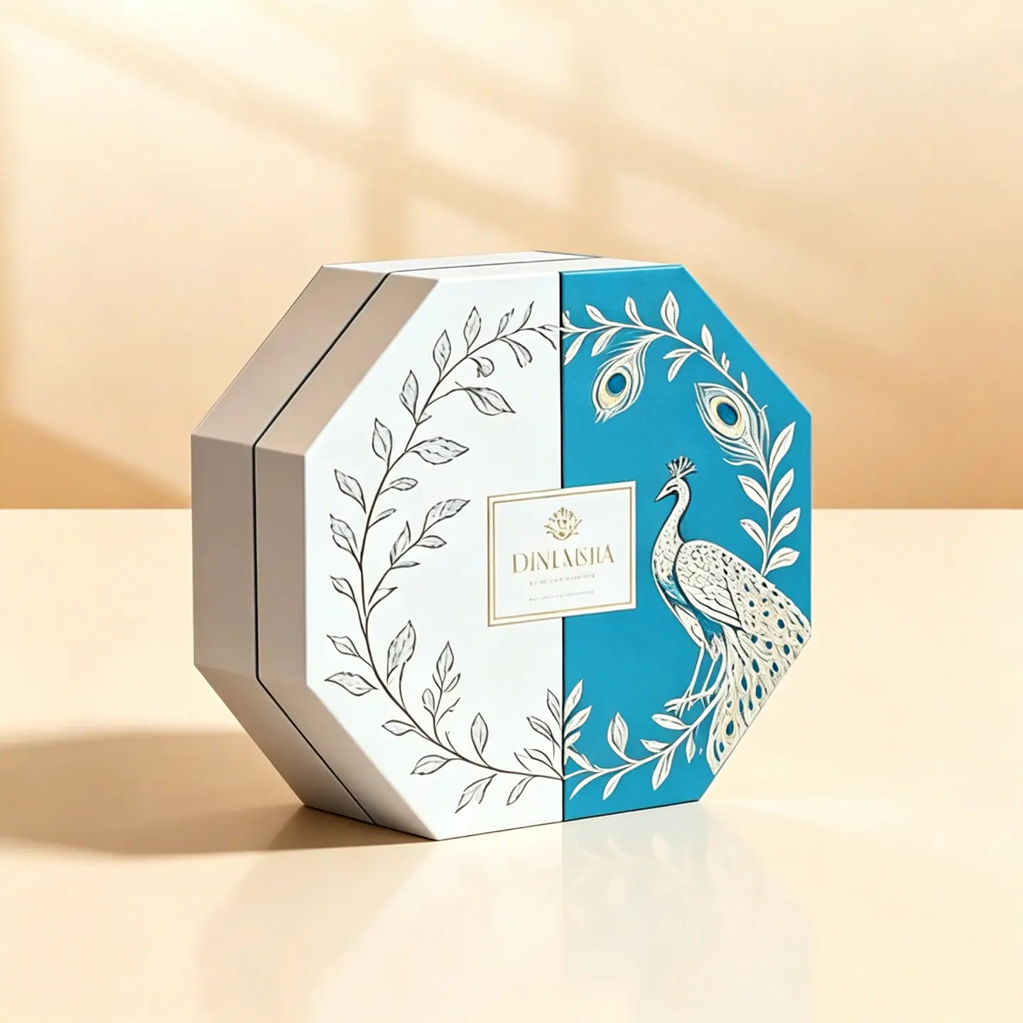 36 Octagonal Split‑Panel Peacock Luxury Gift Box, Hot‑Stamping Special Paper, Custom Packaging Box - Image 1