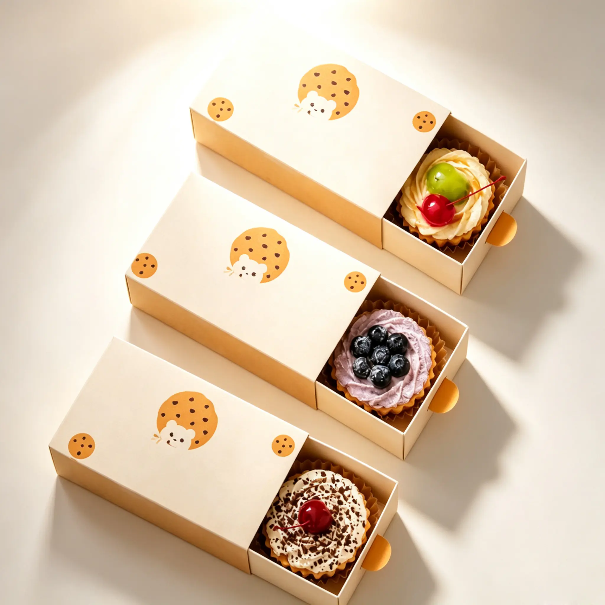 48 Cartoon Cookie Pattern Slide Box For Mini Cake & Dessert - Image 1