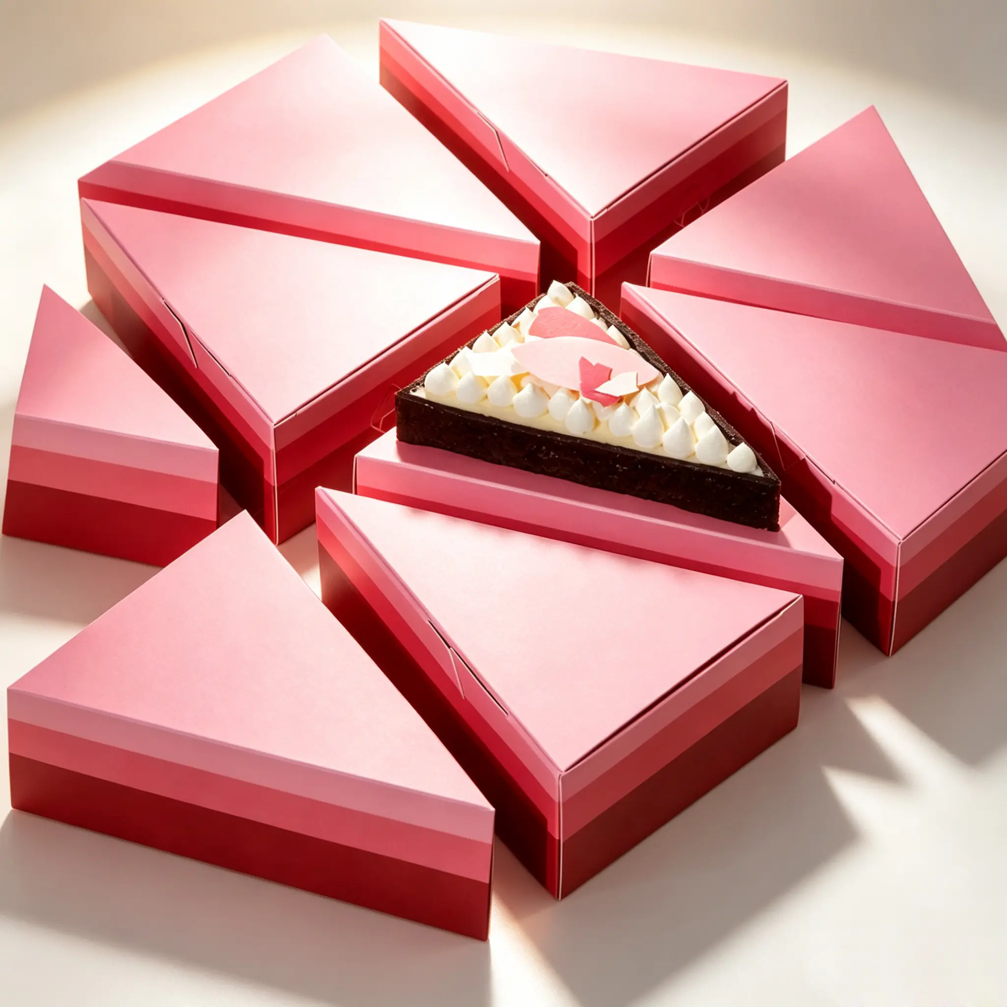 49 Gradient Pink Triangle Assembled Cake Slice Gift Box - Image 1
