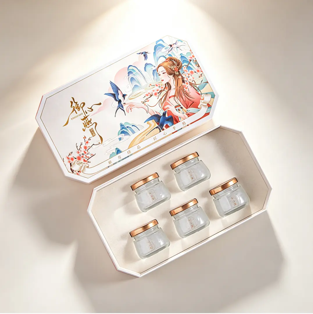 50 Octagonal Bird's Nest Glass Jar Gift Box - Image 1