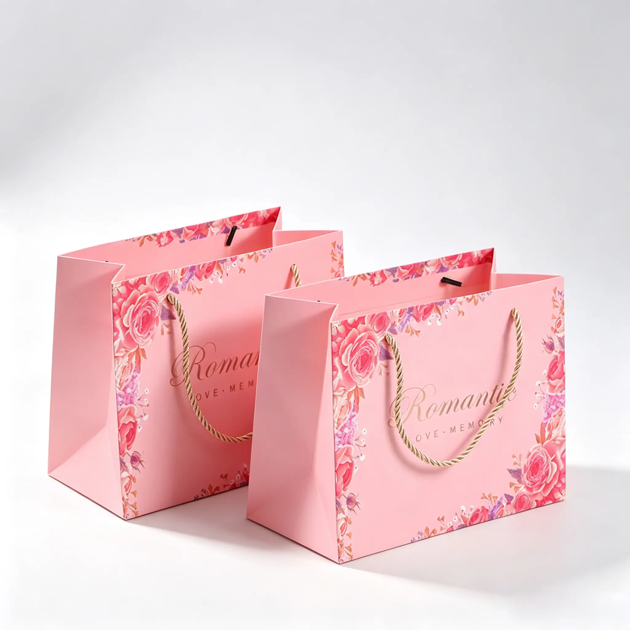 62 Pink Rose Floral Print Gift Paper Bag - Image 1