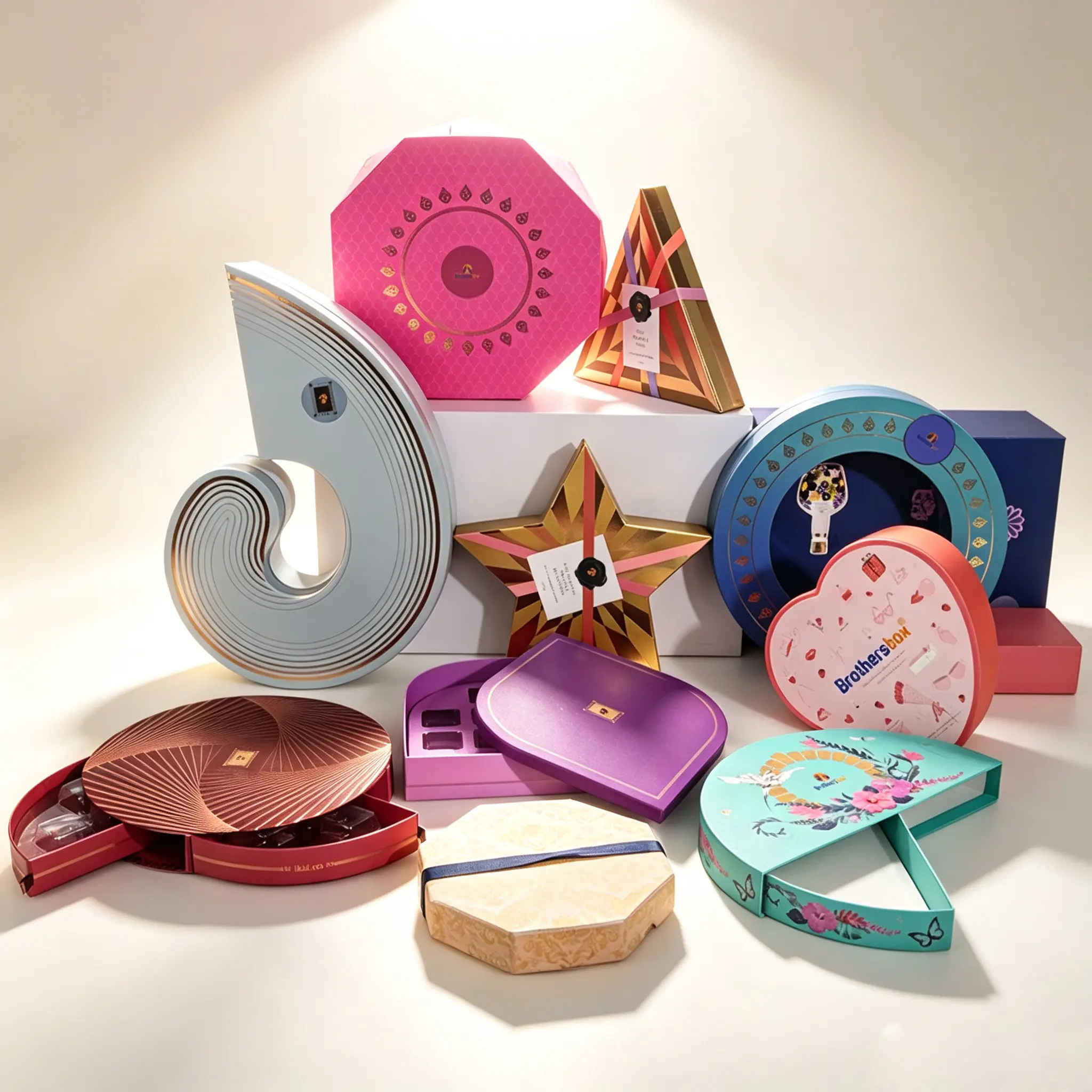 67 Custom Irregular Shape Rigid Gift Boxes, Creative Polygon, Heart, Triangle & Star Luxury Packaging Boxes - Image 1