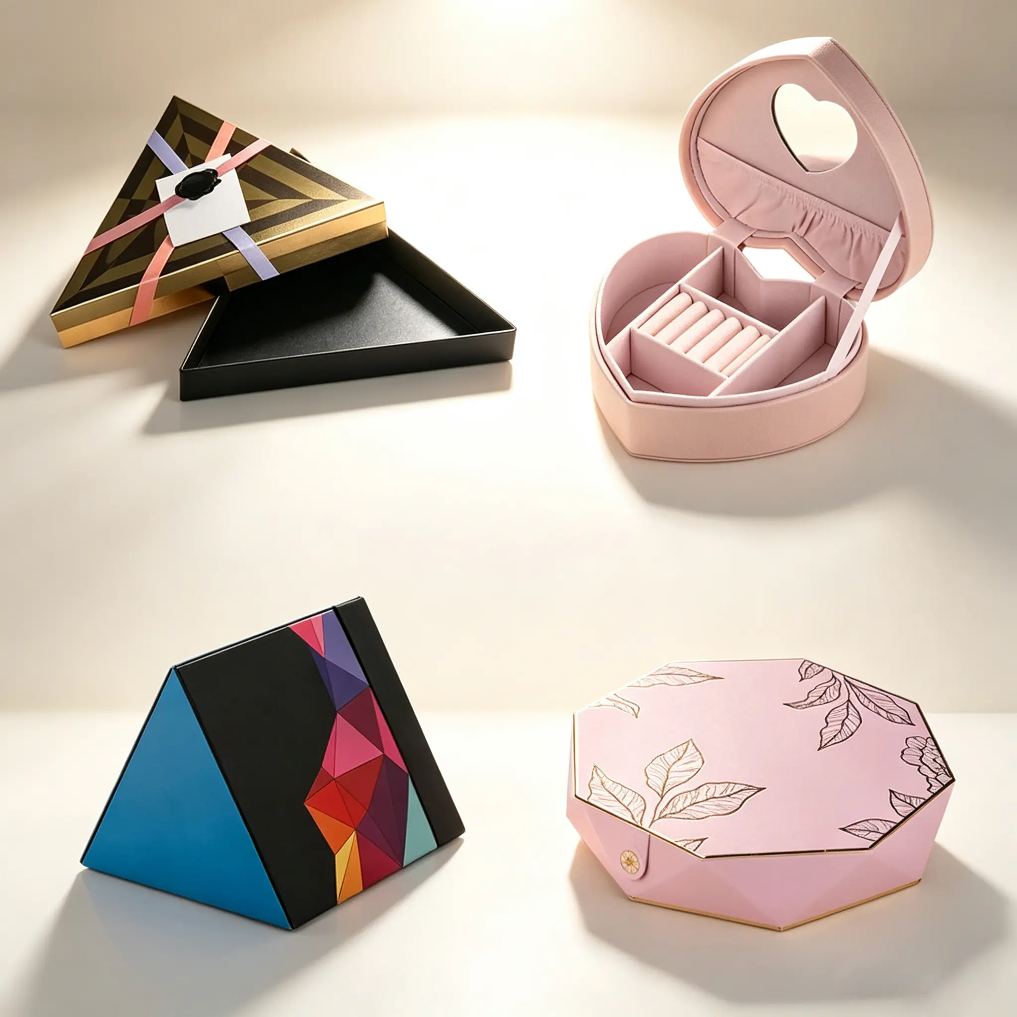 69 Custom Irregular Shape Rigid Gift Boxes, Creative Polygon, Heart, Triangle & Star Luxury Packaging Boxes - Image 1