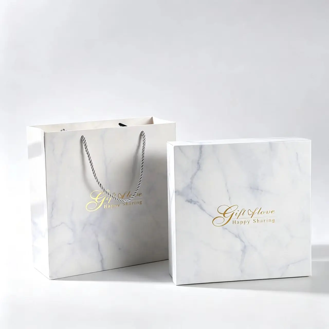 71 Marble Print Gift Paper Bag with Twisted Paper Rope Handle - Image 1