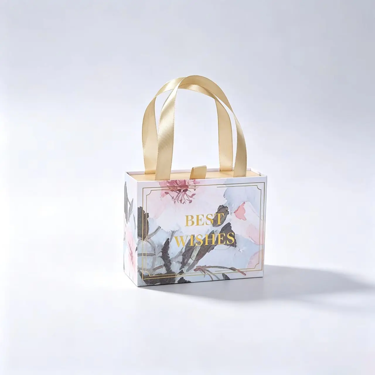 76 Watercolor Floral Best Wishes Small Drawer Gift Box - Image 1