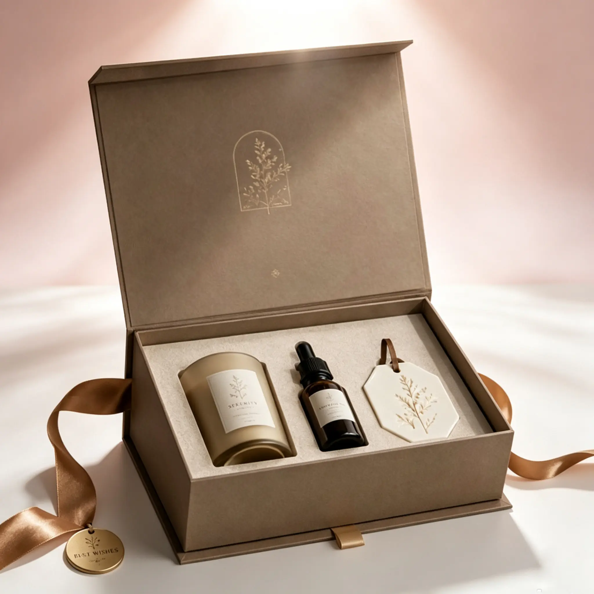 77 Mocha Brown Flip Gift Box for Candle, Essential Oil & Aroma Stone - Image 1