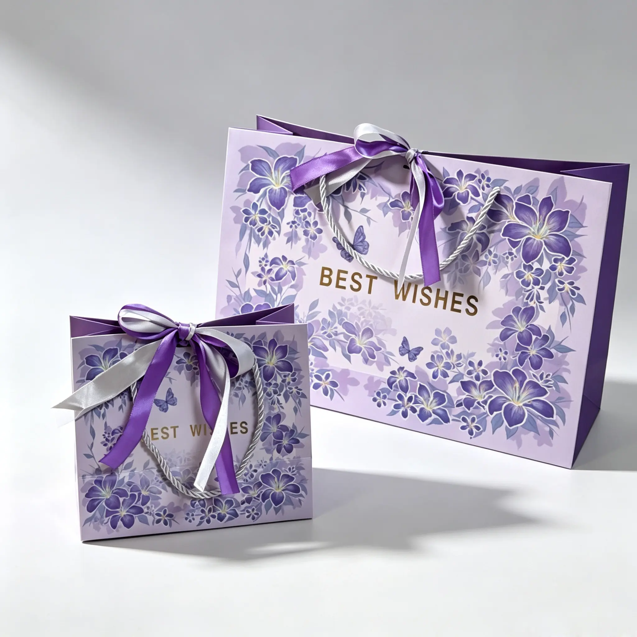 78 Elegant Floral Gift Paper Bag with Satin Ribbon Bow, Premium Thick Paper Gift Tote Bag for Wedding, Birthday, Luxury Gift Packaging - Image 1