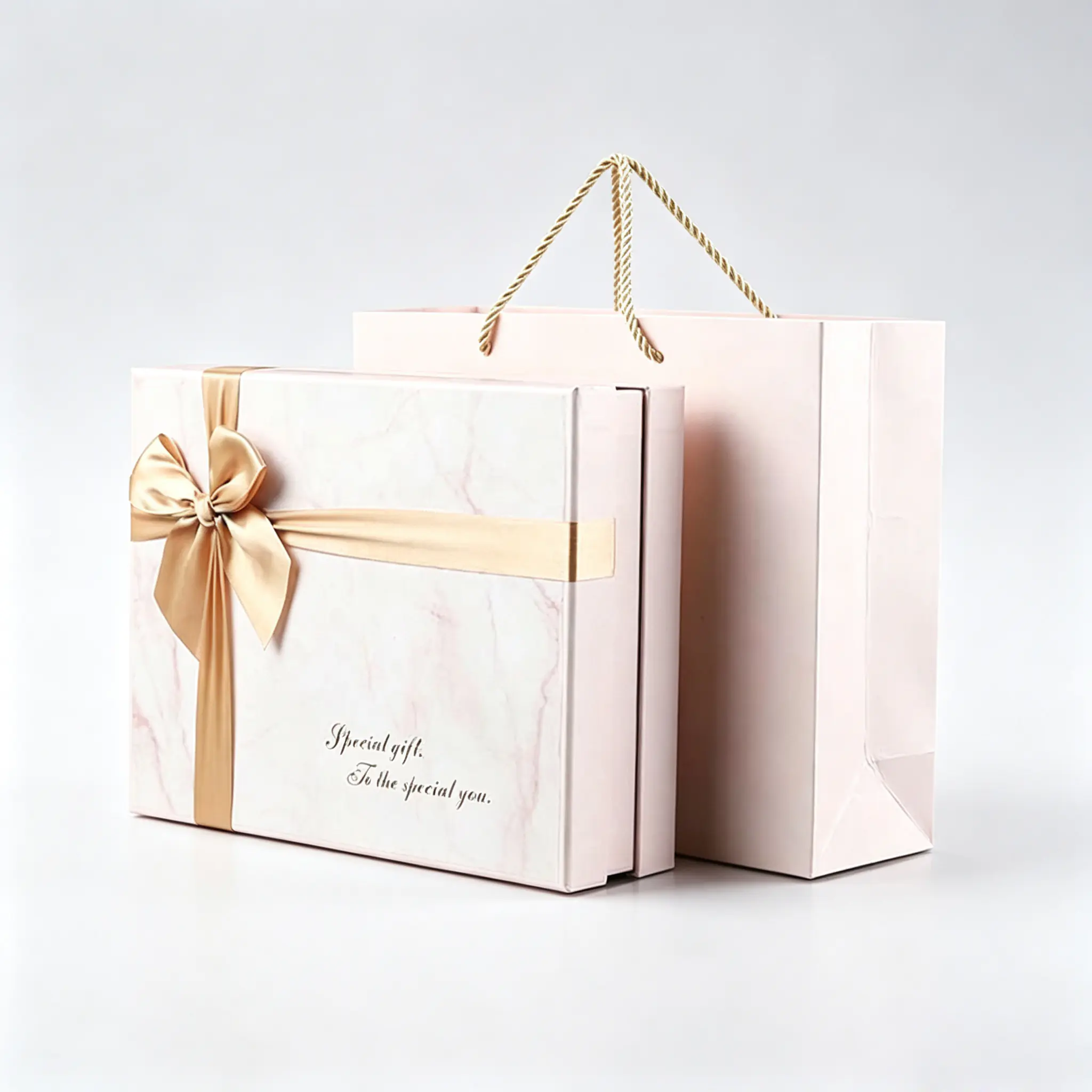 83 Pink Marble Gift Box with Matching Paper Bag - Image 1