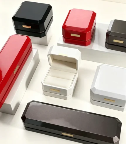 Octagonal High‑gloss Piano Finish Jewelry Box, Multi‑color For Ring & Necklace