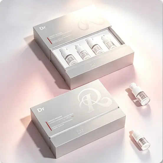 92 Light Grey Minimal Slide Drawer Rigid Box for 4 Ampoule Serum Set - Image 1